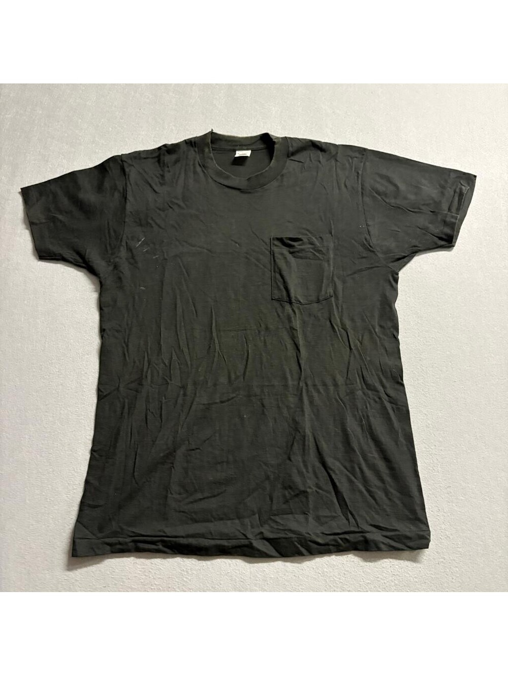 Vintage 90s Fruit of the Loom Blank Pocket T-Shirt Mens XL Black Single Stitch